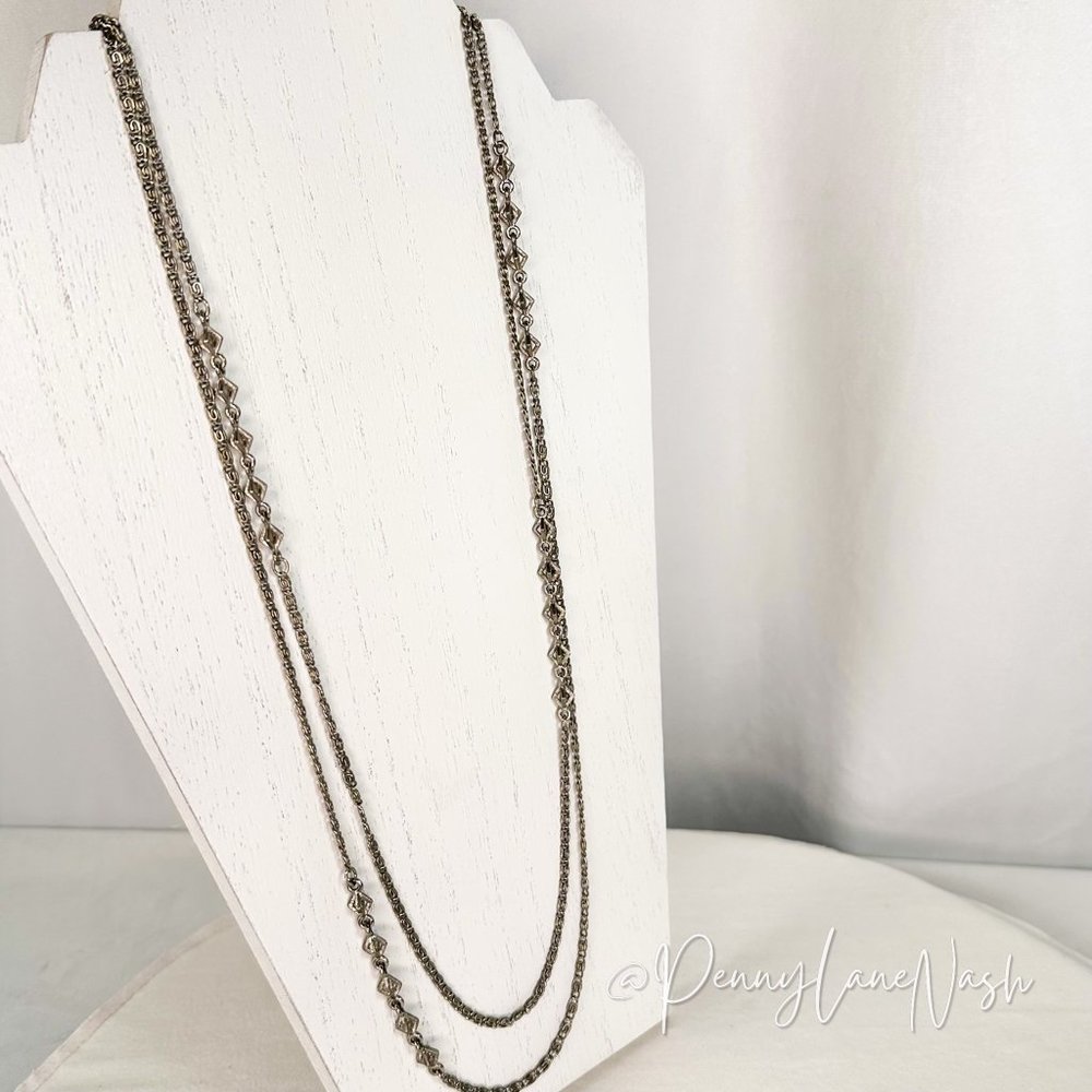 Vintage Twisted Rope Chain w/ Cube Spaced Necklace - Picture 4 of 6